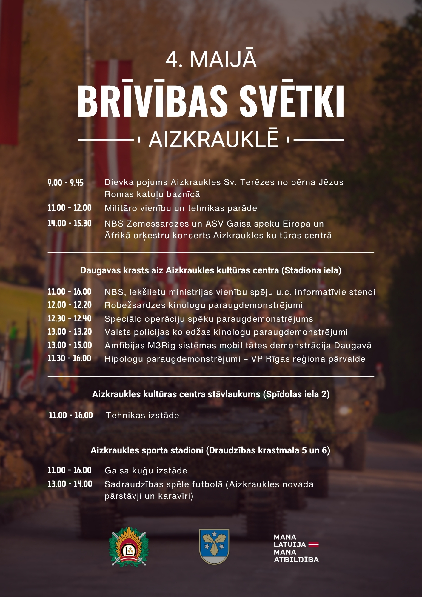 Latvijas Brīvības svētkos Aizkrauklē notiks Nacionālo bruņoto spēku diena