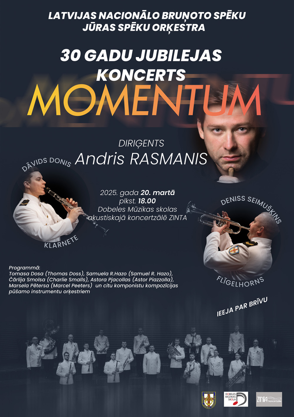 Dobelē notiks Jūras spēku orķestra koncerts “Momentum”