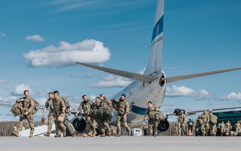 The first soldiers of the Royal Danish Armed Forces contingent arrive in Latvia